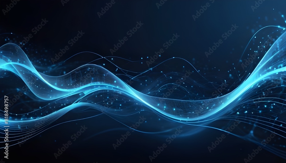 Abstract blue tech background with digital waves, dynamic network system, artificial neural connections, cyber quantum computing and electronic global intelligence Abstract blue tech background with digital waves, dynamic network system, artificial neural connections, cyber quantum computing and electronic global intelligence