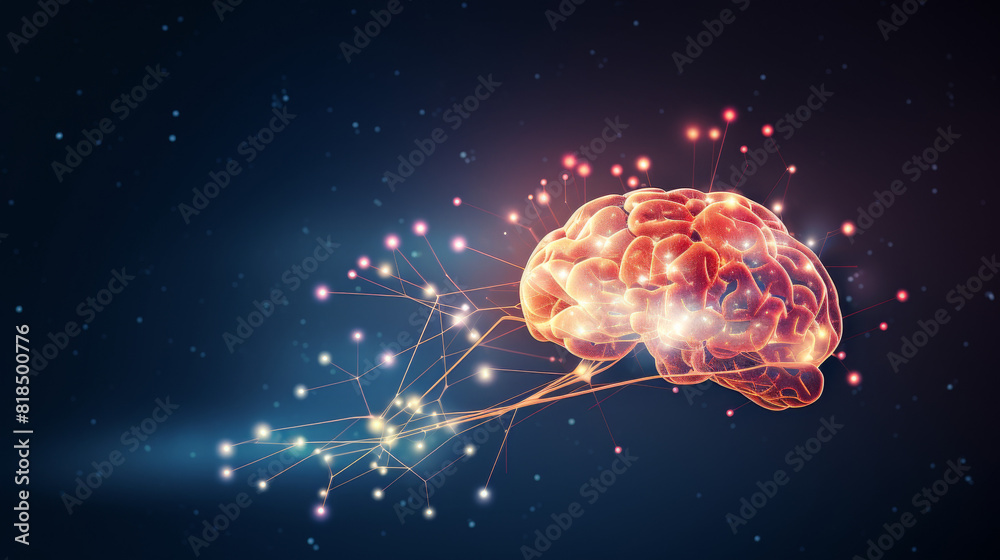 human brain hollow graphic effect in dark background. human brain hollow graphic effect in dark background.