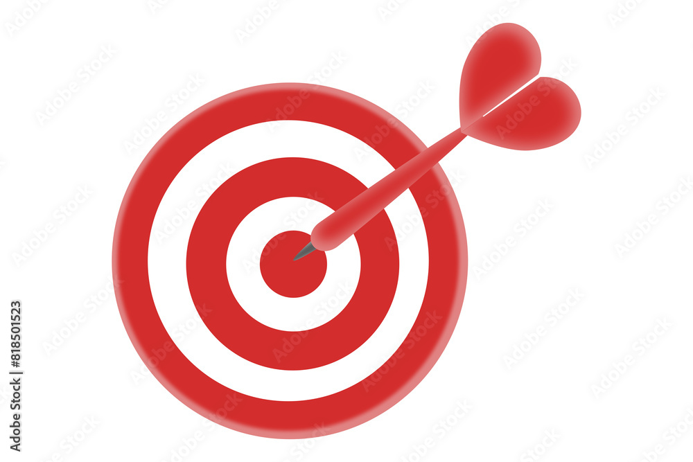 3D illustration of a bullseye and red confetti icon isolated on transparent background. 3D illustration of a bullseye and red confetti icon isolated on transparent background.