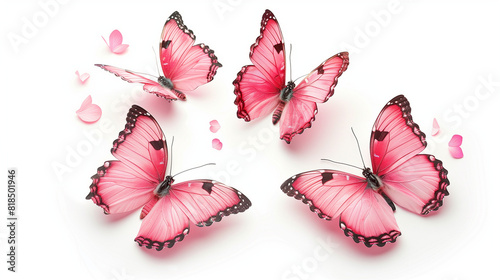 pink tropical butterflies isolated on a white background. for design