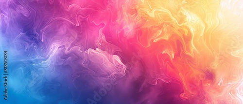 Colorful abstract painting with a blue, purple, pink, and yellow color scheme.
