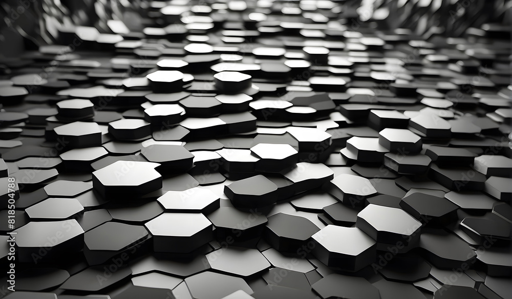 Fototapeta premium 3D Rendering of Black and White Hexagonal Background