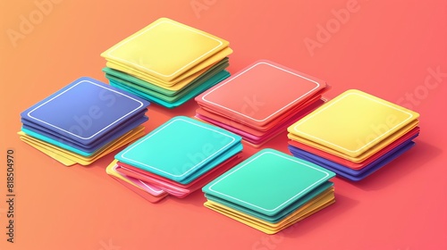 Memory matching cards flat design front view psychological test theme animation vivid