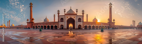 Jama masjid mosque old delhi india architecture religious site cultural landmark with evening background
 photo