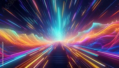 Abstract flight in space hyper jump 3d illustration