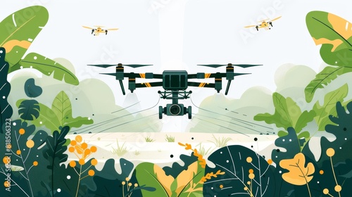 Through smart agribusiness  bluetooth drones enable sustainable farming by providing efficient crop care and connected field monitoring technology in lush agricultural settings
