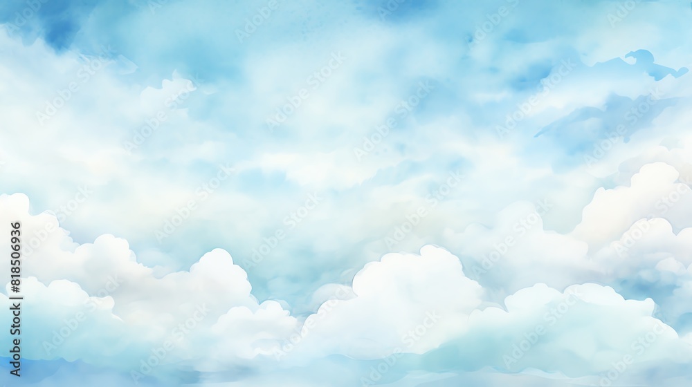 Blue clouds watercolor painting background Blue clouds watercolor painting background