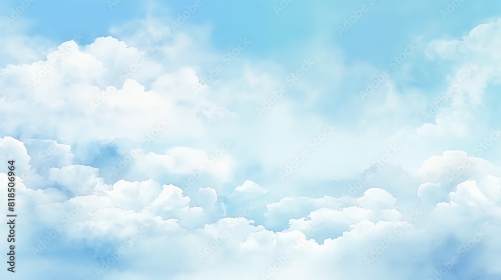 Blue clouds watercolor painting background Blue clouds watercolor painting background