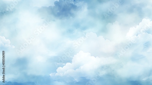 Blue clouds watercolor painting background