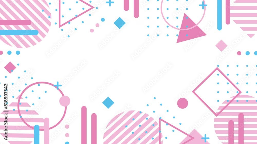 Pastel Colored Geometric Pattern Frame Video, Transparent Background, Loop Pastel Colored Geometric Pattern Frame Video, Transparent Background, Loop