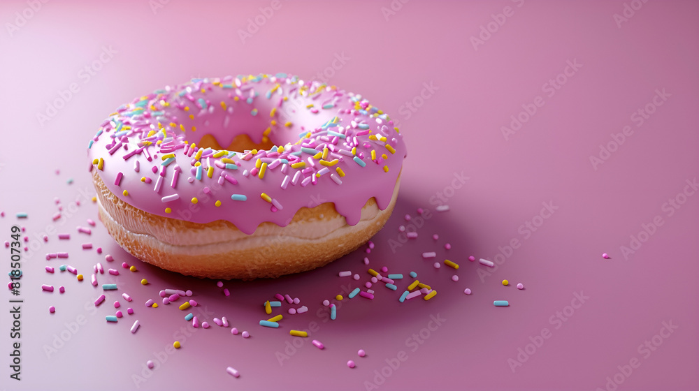 Delicious beautiful donut lies on bright background Delicious beautiful donut lies on bright background