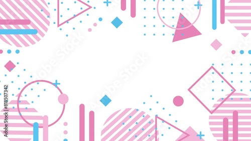 Pastel Colored Geometric Pattern Frame Video, Transparent Background, Loop