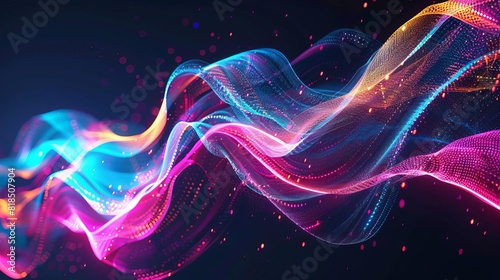 vibrant neon wave on dark background abstract futuristic digital illustration