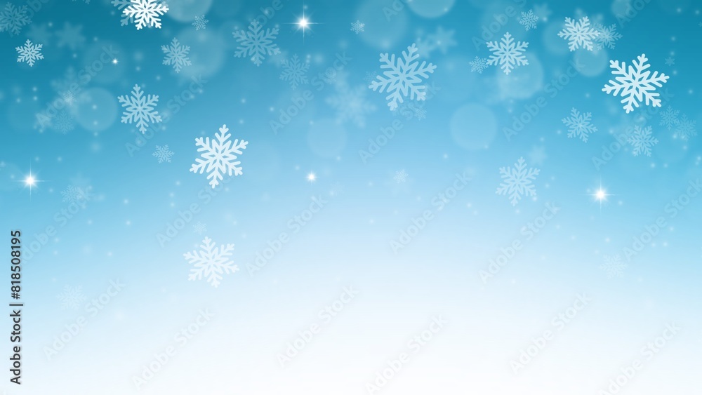 Abstract  Background white Snow flake on Blue Background in Christmas holiday, illustration wallpaper	