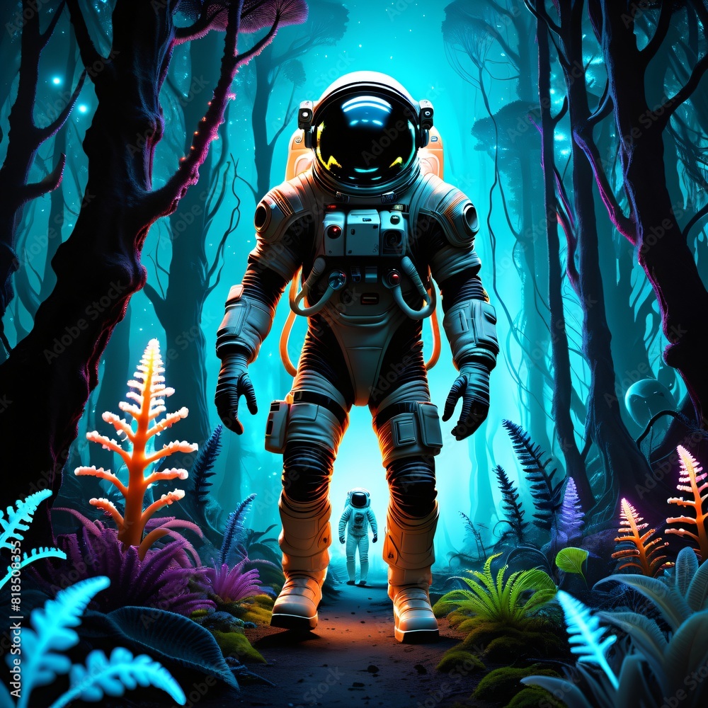 A lone astronaut exploring A lone astronaut exploring