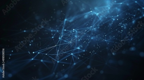Abstract digital background. Dark blue plexus panoramic hero backdrop. Classic blue polygonal space with connecting lines and dots  perfect for tech themes