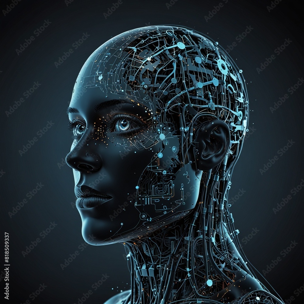 Obraz premium Network AI, Artificial Intelligence concept. Smart robot chatbot. Future technology Design