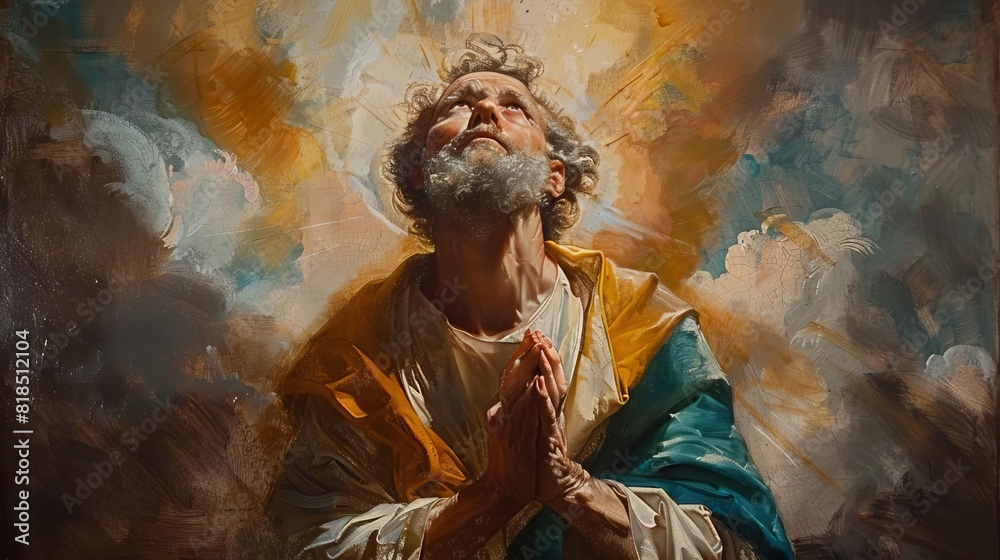 spiritual visions saint john the apostle contemplating divine revelations oil painting