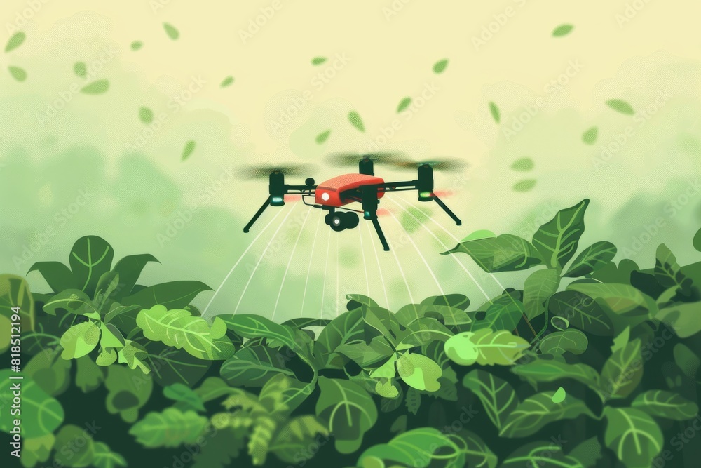 UAVs and smart drones support precision agriculture, enhancing crop protection and monitoring in vibrant green fields UAVs and smart drones support precision agriculture, enhancing crop protection and monitoring in vibrant green fields