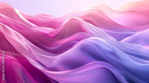 Abstract 3D Digital Waves in Pink and Purple, Wide-Angle Lens, High-Saturation Film, Depth and Texture Enhancement