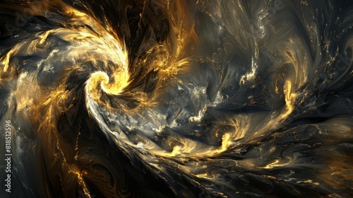 abstract fractal background representing genesis and creation dynamic gold and black swirls creative design element photo