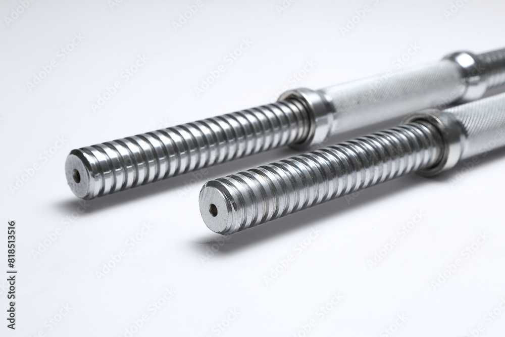 chrome steel dumbbell rod isolated chrome steel dumbbell rod isolated