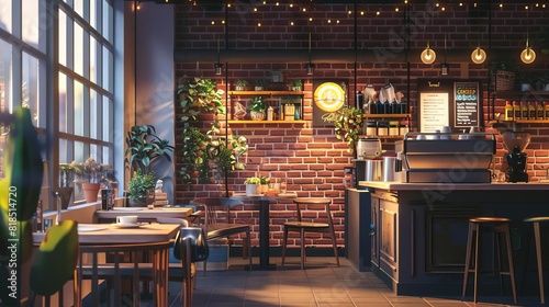 serene aigenerated coffee shop interior with soft lighting and cozy ambiance digital illustration photo