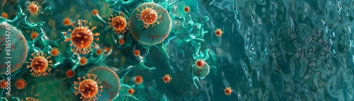 Pathogen flat design top view infection spread theme water color Split-complementary color scheme photo