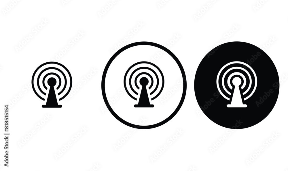 icon Broadcastiing black outline for web site design 
and mobile dark mode apps 
Vector illustration on a white background