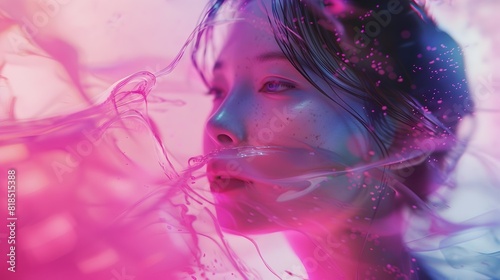 Ethereal Airspace:A Serene and Vibrant Futuristic Portrait photo