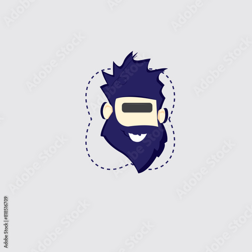 old man's face with virtual reality, face vector design