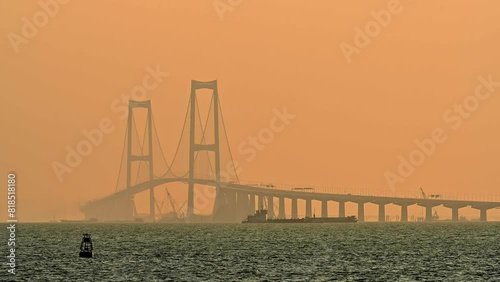 Shenzhen–Zhongshan Cross-sea Bridge at sunset.