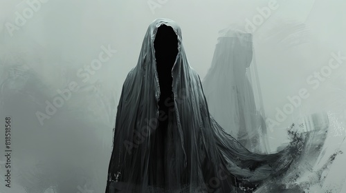 Faceless horror character - Invisible dark mysterious spirit Ghost
