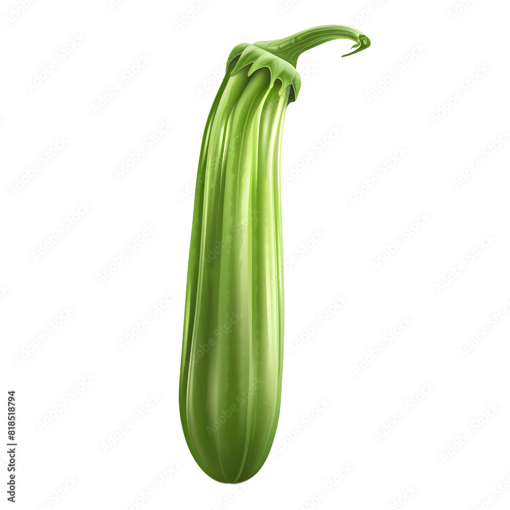A fresh green zucchini standing upright A fresh green zucchini standing upright