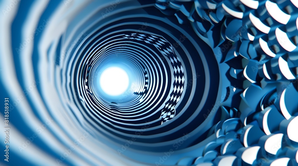 Obraz premium Captivating Optical Depth and Circular Patterns in Striking Blue and White Background