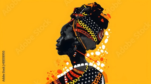 Vibrant African Woman Silhouette in Minimalist Poster Design photo