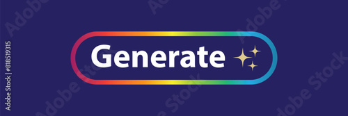 Generate AI button. LLM artificial intelligence icon. Machine learning generator. Generate text and image by pressing button prompt. Magic stars sign. Brain assistant in chat. Vector illustration.