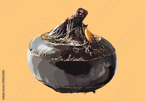 Vector Illustration of Water Chestnut, Fruit