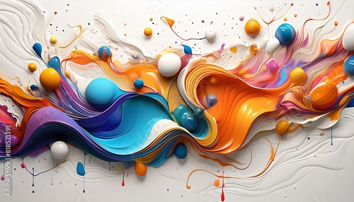 mixing colored oil paints in motion, splashes, colorful background photo