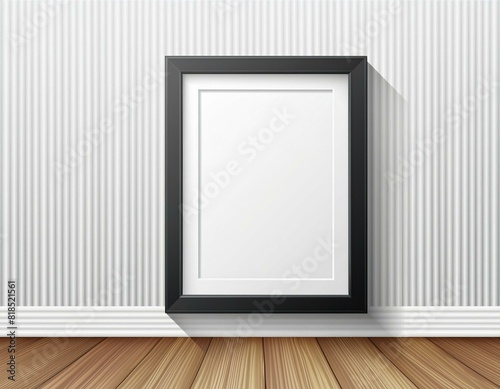 blank frame on white wall mock up  vertical black poster frame on wall  picture frame isolated on a wall  mock up for picture or photo frame  empty frame on bright wall  3d render