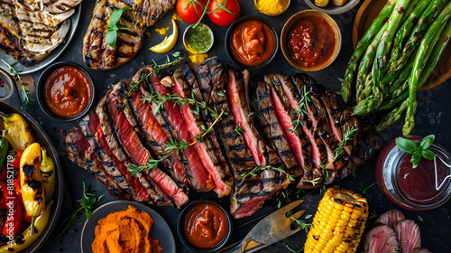 Wallpaper Mural Steak and ingredients for seasoning such as pork, beef, and seasonings and production equipment. Torontodigital.ca