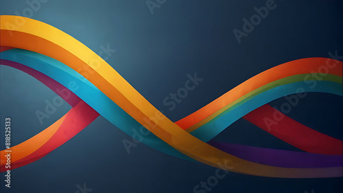 World Autism Awareness Day background with rainbow-colored infinity symbol on blue. Representation of autism, ADHD, neurodiversity -copy space photo