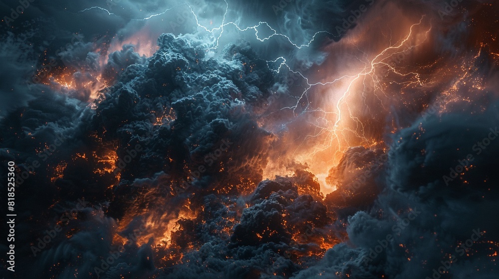 dramatic thunderstorm, lightning strike, high contrast , 3D render dramatic thunderstorm, lightning strike, high contrast , 3D render