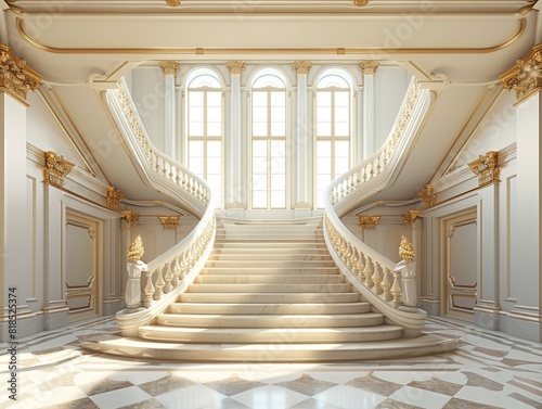 grand staircase  elegant architecture  soft shadows   high resolution