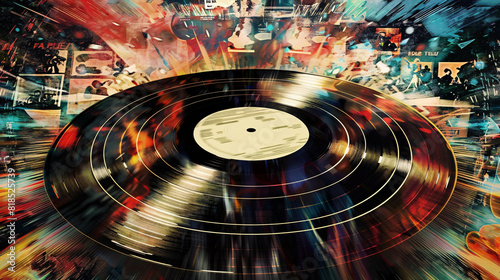 Old vinyl record suitable for music-themed designs and sound production promotions 
