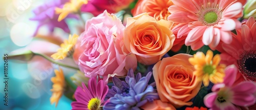 A beautiful bouquet of various colorful flowers.