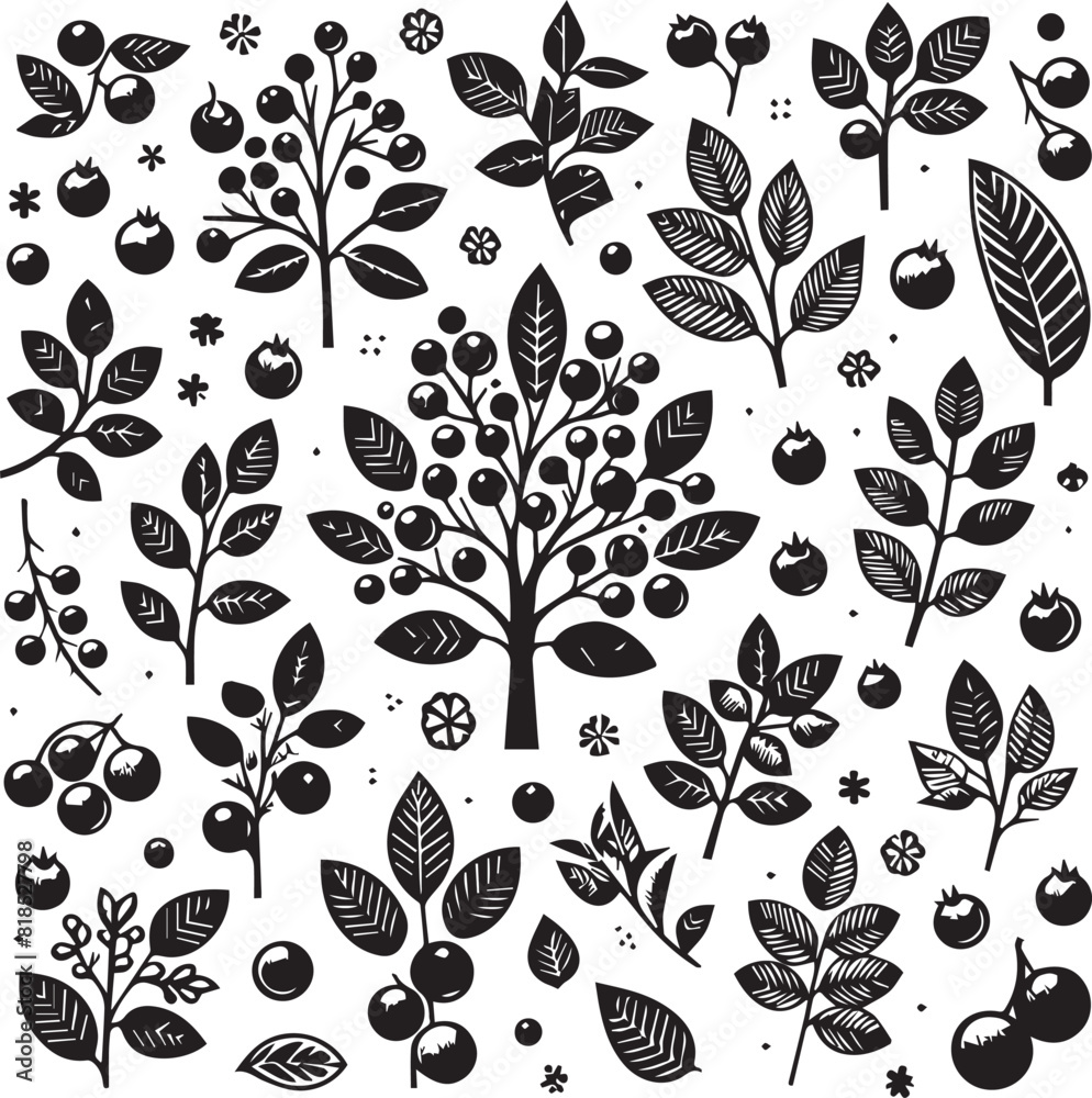 Seamless Black white leaf pattern 