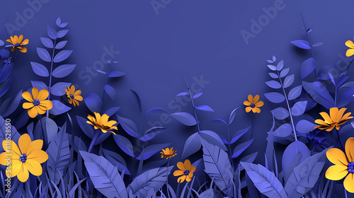 Serene blue backdrop with vibrant yellow flowers, evoking calmness