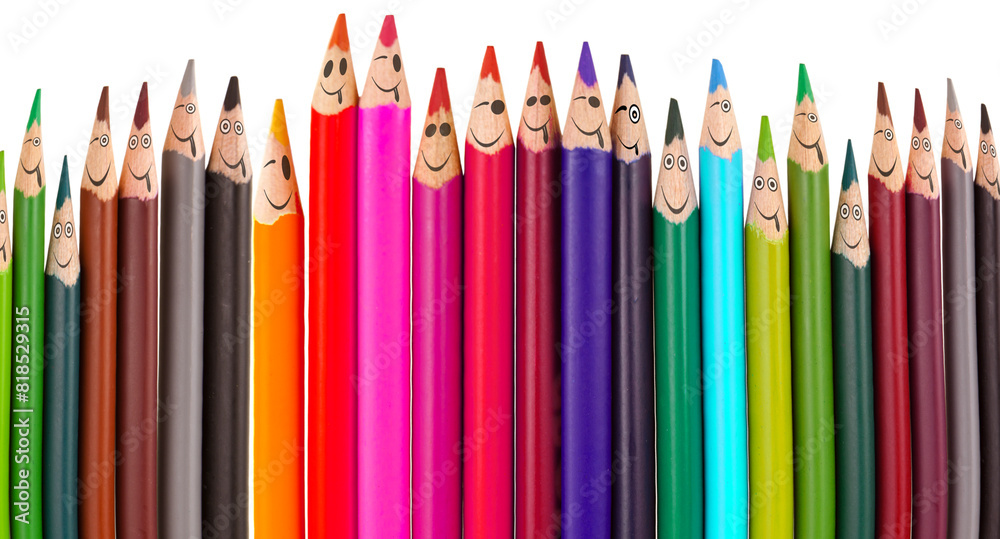 crayons smileys, fond blanc crayons smileys, fond blanc