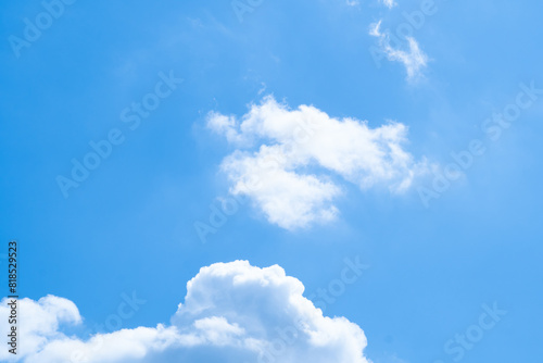 Blue sky white clouds and Beautiful puffy fluffy cumulus cloud  cloudscape background.